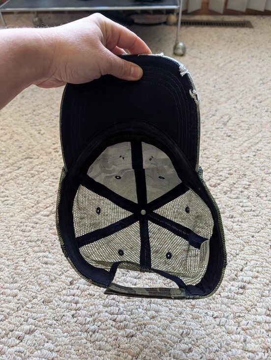 Upcycled LV Patch Trucker Hat Camo Mesh Snapback Custom Streetwear Vtg